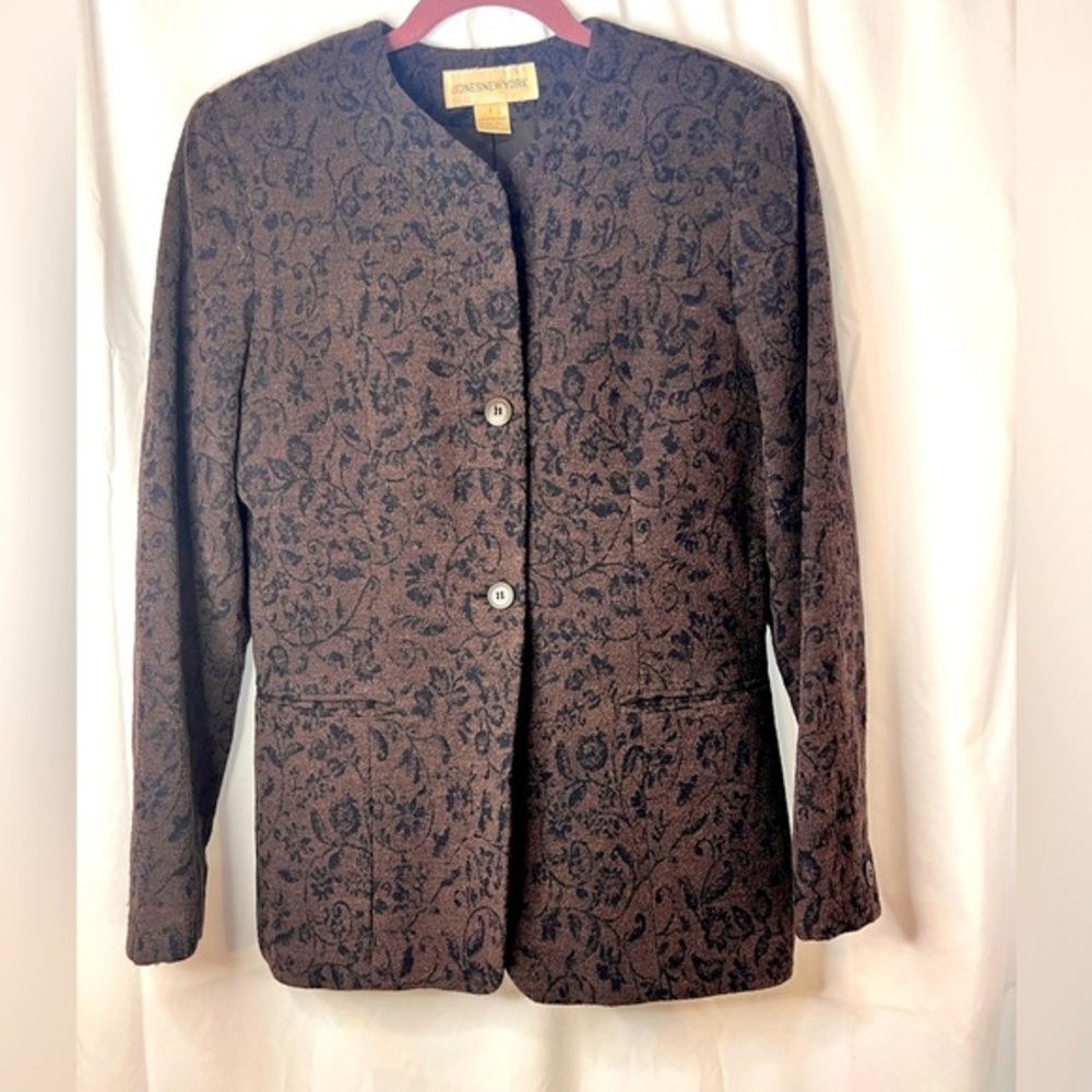 Vintage Jones New York Blazer brown/black print blazer - size 8​
